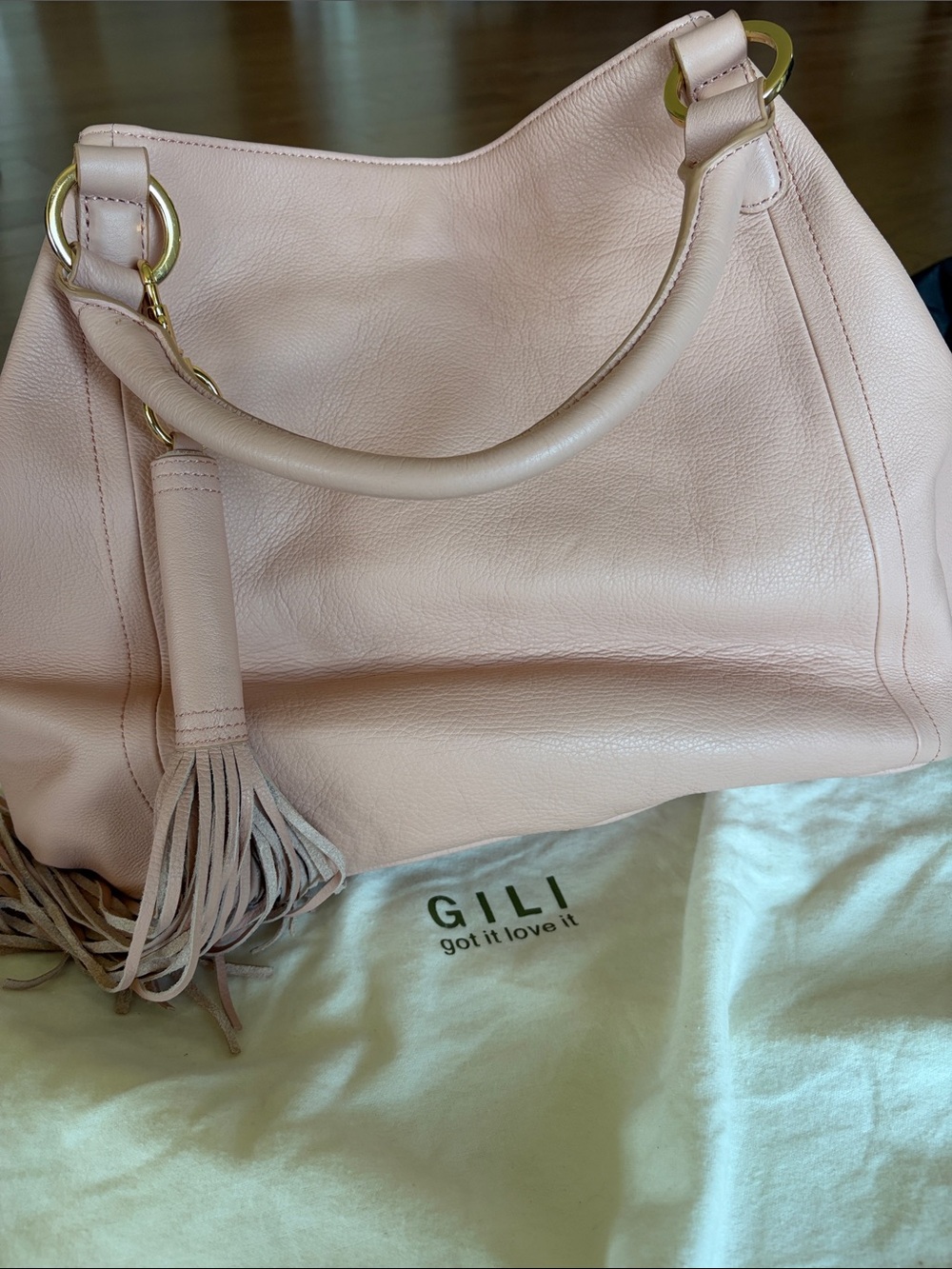G.I.L.I. Pink Leather Hobo Bag with Crossbody Strap - Picture 10 of 10